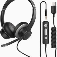 Cuffie PC con microfono, USB/3,5 mm, stereo con mi