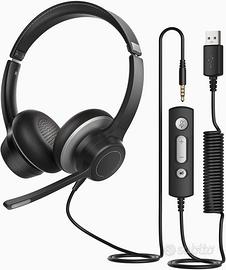 Cuffie PC con microfono, USB/3,5 mm, stereo con mi