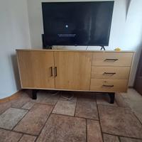 MOBILE TV IN LEGNO MASSICCIO CON CASSETTI E ANTE