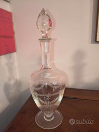 4 BOTTIGLIE CRISTALLO LIBERTY  ANNI 40 INCISIONI