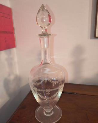 4 BOTTIGLIE CRISTALLO LIBERTY  ANNI 40 INCISIONI