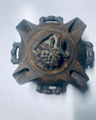Porta pipe legno intagliato vintage