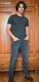 Jeans Uomo H&M Slim Fit Blu Quattro Tasche IT 48