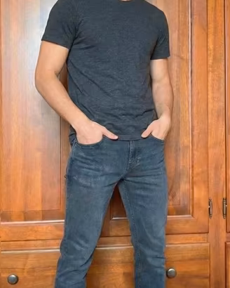 Jeans Uomo H&M Slim Fit Blu Quattro Tasche IT 48
