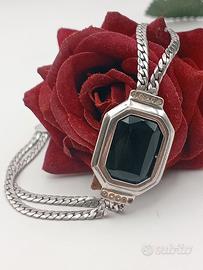 bracciale art decò argento 925 agata o onice nero