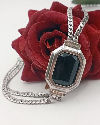 bracciale art decò argento 925 agata o onice nero