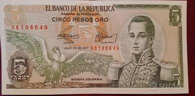 banconota Colombia 5 Pesos 