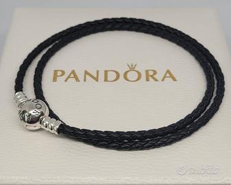 Bracciale Pandora in Pelle Intrecciata Nera 