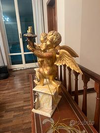 Coppia di angeli cerifori barocchi dorati
