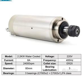Mandrino CNC 2.2KW raffreddato ad acqua - ER20, 24