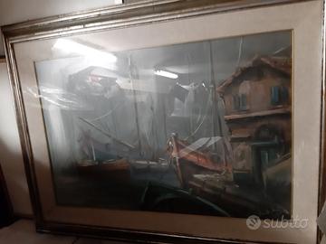 Grande quadro Aurelio Barbalonga Barche adriatiche