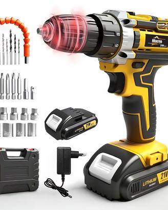 Trapano avvitatore con luce LED e kit completo