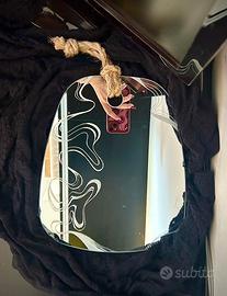 Specchio inciso a mano con corda