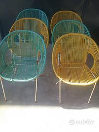 SEDIE BAR  FERRO E PLASTICA SPAGHETTI VINTAGE