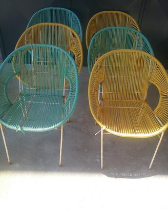 SEDIE BAR  FERRO E PLASTICA SPAGHETTI VINTAGE