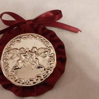 Capezzale culla quadretto angeli argento 925