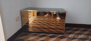 cassettiera bassa a specchio anni'70