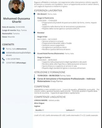 Disponibile per lavoro Part-time a Parma