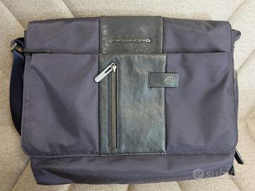 Messenger Porta PC PIQUADRO nylon/pelle blu NUOVO