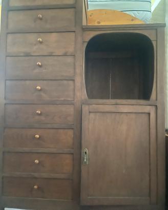 Mobile cassettiera vintage in legno massello
