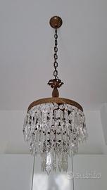 Lampadario vintage anni 60 in metallo e cristalli