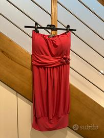 Abito a fascia corallo Buclè - Made in Italy