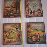 4 quadretti 4 stagioni su legno
