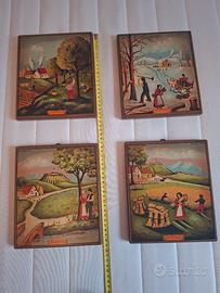 4 quadretti 4 stagioni su legno