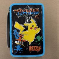 Astuccio Scuola Pokemon 3 Scomparti Zip Pikachu