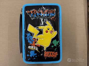 Astuccio Scuola Pokemon 3 Scomparti Zip Pikachu
