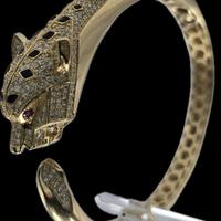 BRACCIALE PANTERA ORO DIAMANTI RUBINI