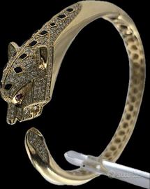 BRACCIALE PANTERA ORO DIAMANTI RUBINI