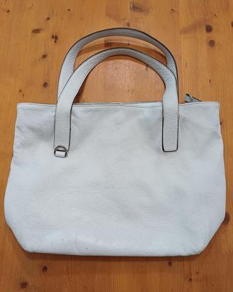 Borsa donna coccinelle pelle vera bianca 40x30x15