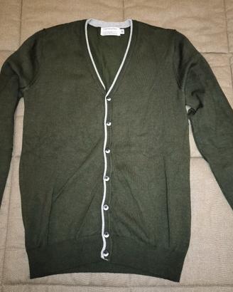 Cardigan Nuovo, colore verde con toppe ai gomiti c