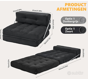 Mingone Poltrona Letto Singolo 3 in 1 Pieghevole