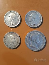 4 monete Lire in argento d’Italia