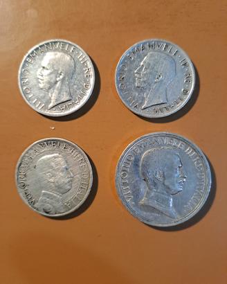 4 monete Lire in argento d’Italia