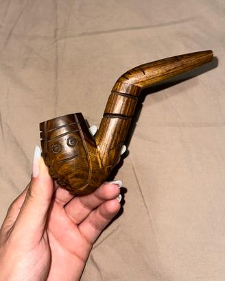 Pipa vintage in legno intagliato a mano con volto