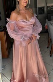 Abito da cerimonia lungo rosa antico