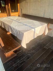 20 SET TAVOLO + 2 PANCHE IN LEGNO MASSELLO