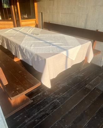 20 SET TAVOLO + 2 PANCHE IN LEGNO MASSELLO