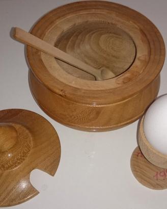 Zuccheriera e portauovo ecologici in legno teak