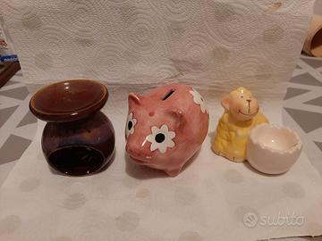 3 soprammobili vari in ceramica 