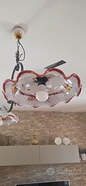 lampadari in ferro battuto e ceramica 