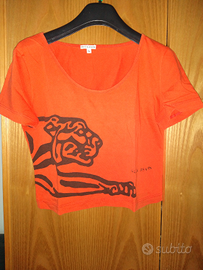 Maglietta Krizia jeans arancione e nera