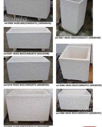 Vaso bocciardato in cemento bianco