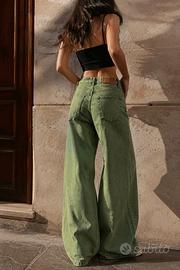 Jeans Donna Justwest Baggy Wide Leg Verde M
