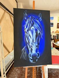 Quadro 120x80 cm 'Blu Indomito' (cavallo)