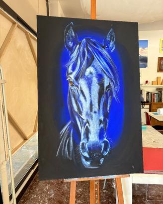Quadro 120x80 cm 'Blu Indomito' (cavallo)