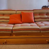 Divano letto 3 posti in pino massello con secondo